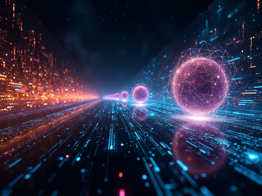 Abstract illustration of connected data flowing through a digital system